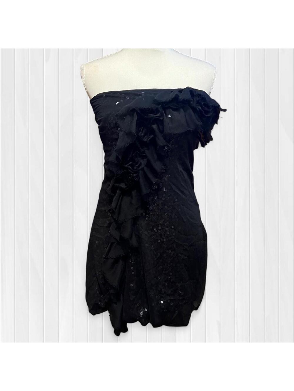 YA Los Angeles Y2K Black Strapless club Ruffle Sequin Mini homecoming party